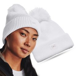 Czapka zimowa damska UNDER ARMOUR 1373098 z pomponem. Białe czapki damskie Under Armour, na zimę, bez wzorów. Za 89.99 zł.