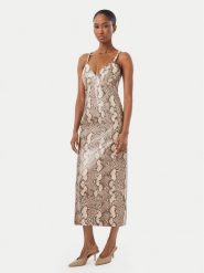 Bardot Sukienka z imitacji skóry Estine 60086DB1 Beżowy Slim Fit. Brązowe sukienki damskie Bardot, bez wzorów, ze skóry, bez ramiączek. Za 684.99 zł.