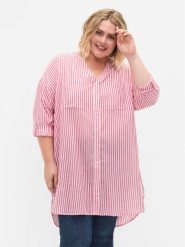 Zizzi Sukienka koszulowa CA02353B Czerwony Loose Fit. Czerwone sukienki damskie Zizzi, bez wzorów, z bawełny, bez ramiączek. Za 59.99 zł.