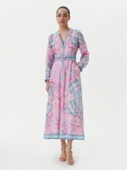 Hale Bob Sukienka letnia with linen 4ZCA612M Różowy Regular Fit. Czerwone sukienki damskie Hale bob, bez wzorów, ze lnu, bez ramiączek. Za 1,506.99 zł.