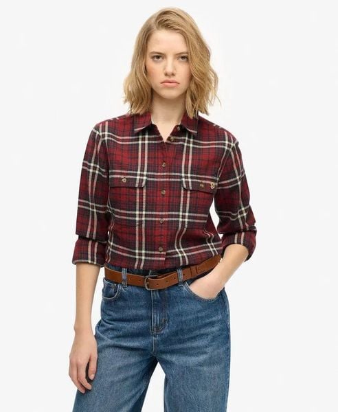 Superdry Koszula Lumberjack Check Flannel Frontier Check Red. Czerwone koszule damskie Superdry, bez wzorów, z bawełny, vintage, bez kołnierzyka, bez ramiączek. Za 271.45 zł.