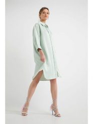 Josephine & Co Lniana sukienka "Daantje" w kolorze jasnozielonym rozmiar: 44. Zielone sukienki damskie Josephine & Co, bez wzorów, bez ramiączek. Za 416.45 zł.