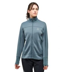 HAGLOFS Bluza damska Betula Jacket Women steel blue-S. Niebieskie bluzy damskie Haglöfs, m, bez wzorów, z dzianiny, bez kaptura. Za 326.44 zł.