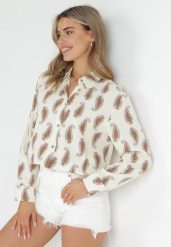 Beżowo-Brązowa Bawełniana Koszula Zdobiona Wzorem Paisley Jamara. Brązowe koszule damskie Born2be, l, z aplikacjami, z bawełny, bez kołnierzyka, bez ramiączek. Za 59.99 zł.