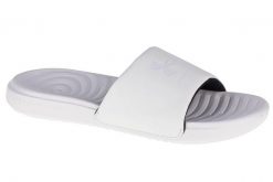 Klapki damskie Under Armour Ansa Fixed Slides. Białe klapki damskie Under Armour, bez wzorów, z materiału, bez obcasa, bez zapięcia. Za 89.99 zł.
