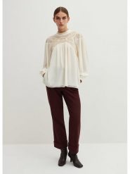 STEFANEL Bluzka w kolorze kremowym rozmiar: 36. Brązowe bluzki damskie Stefanel, bez wzorów, bez kołnierzyka, bez ramiączek. Za 95.69 zł.