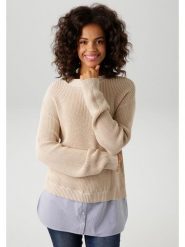 Aniston Sweter w kolorze beżowym rozmiar: 36. Brązowe swetry klasyczne damskie Aniston, ze splotem, bez kołnierzyka. Za 95.69 zł.