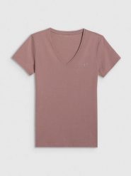 4F Koszulka w kolorze jasnobrązowym rozmiar: XS. Brązowe bluzki damskie 4F, xs, bez wzorów, bez kołnierzyka, bez ramiączek. Za 30.49 zł.