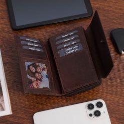 Portfel Damski Skórzany Poziomy Vintage Plecionka ciemny brąz Beltimore Q62. Brązowe portfele damskie bez wzorów. Za 89.90 zł.