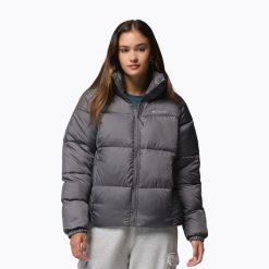 Kurtka ocieplana damska Columbia Puffect II Full Zip. Szare kurtki damskie Columbia, bez wzorów, z puchu, bez kaptura. Za 469.99 zł.