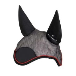 Czapka przeciw muchom dla konia z czerwoną ozdobą Equestro. Czerwone czapki damskie EQUESTRO, z aplikacjami, z bawełny. Za 45.90 zł.