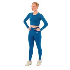 Damski zestaw sportowy Xtreme - legginsy sportowe + sportowy Croptop - Niebieski. Niebieskie legginsy damskie XTREME SOCKSWEAR, na fitness i siłownię. Za 186.99 zł.