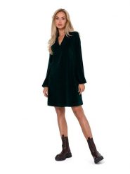 Made of emotion Aksamitna sukienka w kolorze ciemnozielonym rozmiar: L. Zielone sukienki damskie Made Of Emotion, bez wzorów, z bawełny, bez ramiączek. Za 219.99 zł.