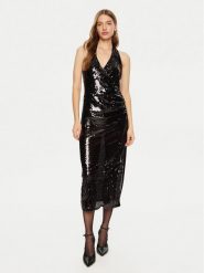 Haveone Sukienka koktajlowa AGE-M104 Czarny Regular Fit. Czarne sukienki damskie Haveone, bez wzorów, z syntetyku, wizytowe, bez ramiączek. Za 339.99 zł.