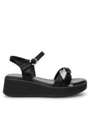 Lasocki Sandały WB-DANA-02 Czarny. Czarne sandały damskie Lasocki, bez wzorów, ze skóry, bez obcasa, na koturnie, bez zapięcia. Za 119.99 zł.