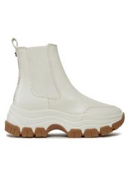 Guess Botki FL8BEO ELE12 Écru. Botki damskie Guess, ze skóry, bez obcasa, na płaskiej podeszwie, bez zapięcia. Za 599.99 zł.