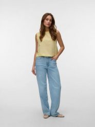 Vero Moda Bluzka w kolorze żółtym rozmiar: XL. Żółte bluzki damskie Vero Moda, xl, bez wzorów, z bawełny, bez kołnierzyka, bez ramiączek. Za 65.85 zł.