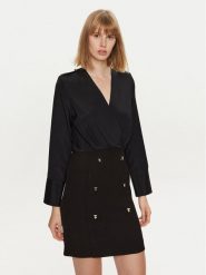 Simona Corsellini Sukienka codzienna A24CPAB002 Czarny Regular Fit. Czarne sukienki damskie SIMONA CORSELLINI, bez wzorów, z syntetyku, bez ramiączek. Za 929.99 zł.