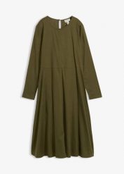 Lekka flanelowa sukienka z czystej bawełny. Zielone sukienki damskie bonprix, bez wzorów, z bawełny, bez ramiączek. Za 144.99 zł.