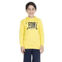 Bluza z bawełna z kaptur na czas wolny na co dzień. Żółte bluzy damskie LEONE 1947 APPAREL, bez wzorów, z bawełny, bez kaptura. W wyprzedaży za 89.72 zł.