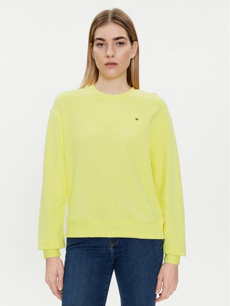 Tommy Hilfiger Bluza Flag WW0WW41246 Żółty Regular Fit. Żółte bluzy damskie Tommy Hilfiger, m, bez wzorów, z bawełny, bez kaptura. Za 329.99 zł.