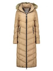 Geographical Norway Płaszcz zimowy "Capucine" w kolorze beżowym rozmiar: XXL. Brązowe płaszcze damskie Geographical Norway, na zimę, xxl, bez wzorów, z puchu, bez kaptura. Za 380.34 zł.