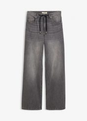 Luźne jeansy, high waist. Czarne jeansy damskie bonprix, z podwyższonym stanem. Za 124.99 zł.