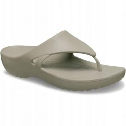 Japonki Dla Dorosłych Crocs Kadee Wedge Flip. Brązowe klapki damskie Crocs, bez wzorów, z materiału, bez obcasa, bez zapięcia. Za 99.99 zł.