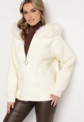 Jasnobeżowa Bluza z Wełną Kapturem i Kieszeniami Zdobiona Futrem Yasiti. Brązowe bluzy damskie Born2be, l, z aplikacjami, z jeansu, z kapturem. Za 219.99 zł.