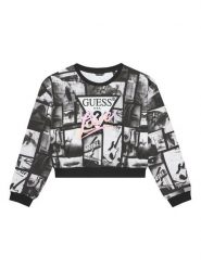 Guess Bluza J5YQ03 KA6R4 Czarny Oversize. Czarne bluzy dziewczęce Guess, z aplikacjami, z bawełny, bez ramiączek, bez kaptura. Za 129.99 zł.