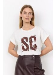 Soyaconcept Koszulka "Rina" w kolorze białym rozmiar: XL. Białe bluzki damskie Soyaconcept, xl, bez wzorów, z bawełny, bez kołnierzyka, bez ramiączek. Za 69.95 zł.