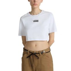 Koszulki Vans Model Flying V Crew Crop Ii Kolor Biały. Białe koszulki sportowe damskie Vans, bez wzorów, z bawełny, bez ramiączek. Za 218.00 zł.