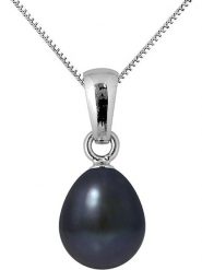 Pearline Srebrny naszyjnik "Bélière" z zawieszką - dł. 42 cm rozmiar: onesize. Czarne naszyjniki damskie Pearline, z perłą, srebrne. Za 347.99 zł.