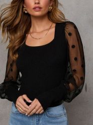 LA Angels Bluzka w kolorze czarnym rozmiar: S. Czarne bluzki damskie LA Angels, s, bez wzorów, z tiulu, bez kołnierzyka, bez ramiączek. Za 113.10 zł.