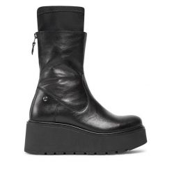 Botki Maciejka. Czarne botki damskie Maciejka, bez obcasa, na koturnie, bez zapięcia. Za 479.99 zł.