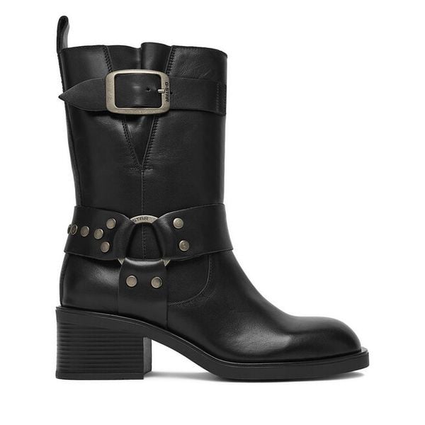 Botki G-Star Raw. Czarne botki damskie G-Star Raw, retro, bez obcasa, na słupku, bez zapięcia. Za 289.99 zł.