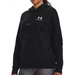 Damska polarowa bluza z kapturem Under Armour Essential w kolorze czarnym. Białe bluzy damskie Under Armour, m, bez wzorów, z bawełny, z kapturem. Za 350.99 zł.