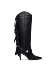 PINKO Kozaki Vane 03 SD0589P003 Czarny. Czarne kozaki damskie Pinko, ze skóry, bez obcasa, na szpilce, bez zapięcia. Za 1,959.00 zł.