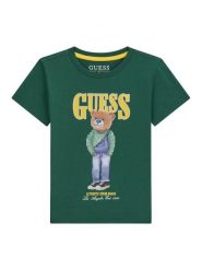 Guess T-Shirt N6RI05 K8HM4 Zielony Regular Fit. Zielone t-shirty i koszulki chłopięce Guess, z aplikacjami, z bawełny, bez kołnierzyka, bez ramiączek. Za 99.99 zł.