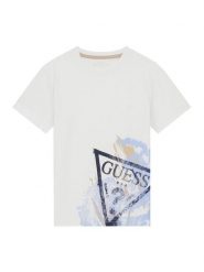 Guess T-Shirt L6RI14 K8HM4 Biały Regular Fit. Białe t-shirty i koszulki chłopięce Guess, z aplikacjami, z bawełny, bez kołnierzyka, bez ramiączek. Za 89.99 zł.