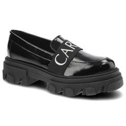 Czarne Półbuty Carinii Modne Skórzane Buty Damskie. Czarne półbuty damskie Carinii, bez wzorów, ze skóry, bez obcasa, bez zapięcia. Za 519.00 zł.
