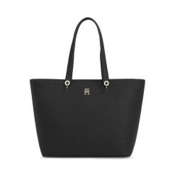 Torebka Tommy Hilfiger. Czarne shopper bag Tommy Hilfiger, bez wzorów, bez dodatków. Za 639.99 zł.