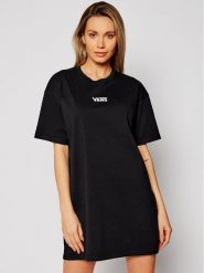 Vans Sukienka codzienna Center Vee Tee VN0A4RU2 Czarny Oversize. Czarne sukienki damskie Vans, bez wzorów, z bawełny, bez ramiączek. Za 119.99 zł.