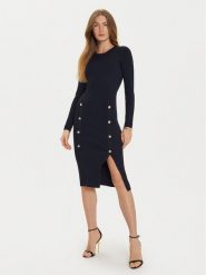 Morgan Sukienka dzianinowa 242-RMBLUE Granatowy Slim Fit. Niebieskie sukienki damskie Morgan, bez wzorów, z dzianiny, bez ramiączek. Za 419.99 zł.