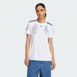 Koszulka Mercedes - Amg Petronas Formula One Team Driver. Białe koszulki damskie Adidas, l, bez wzorów, z materiału, bez kołnierzyka, bez ramiączek. Za 369.00 zł.