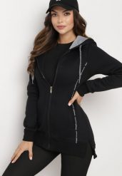 Czarna Bluza z Kapturem i Wsuwanymi Kieszeniami Wykończona Polarem Ivaline. Czarne bluzy damskie Born2be, s, bez wzorów, z dzianiny, z kapturem. Za 89.99 zł.