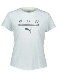 Puma Koszulka funkcyjna "Run" w kolorze błękitnym rozmiar: XS. Niebieskie koszulki damskie Puma, xs, bez wzorów, bez kołnierzyka, bez ramiączek. Za 70.45 zł.