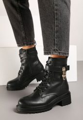 Czarne Botki Ozdobione Paskiem z Kłódką Mesinia. Czarne botki damskie Born2be, na jesień, z jeansu, eleganckie, bez obcasa, na obcasie, bez zapięcia. Za 139.99 zł.
