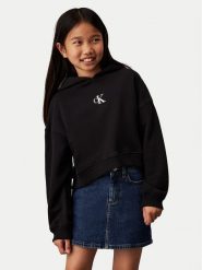 Calvin Klein Jeans Bluza IG0IG02755 D Czarny Boxy Fit. Czarne bluzy dziewczęce Calvin Klein Jeans, bez wzorów, z bawełny, bez ramiączek, bez kaptura. Za 299.99 zł.