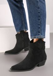 Czarne Botki Kowbojki na Obcasie na Suwak Evitha. Czarne botki damskie Born2be, z jeansu, eleganckie, bez obcasa, na obcasie, bez zapięcia. Za 129.99 zł.